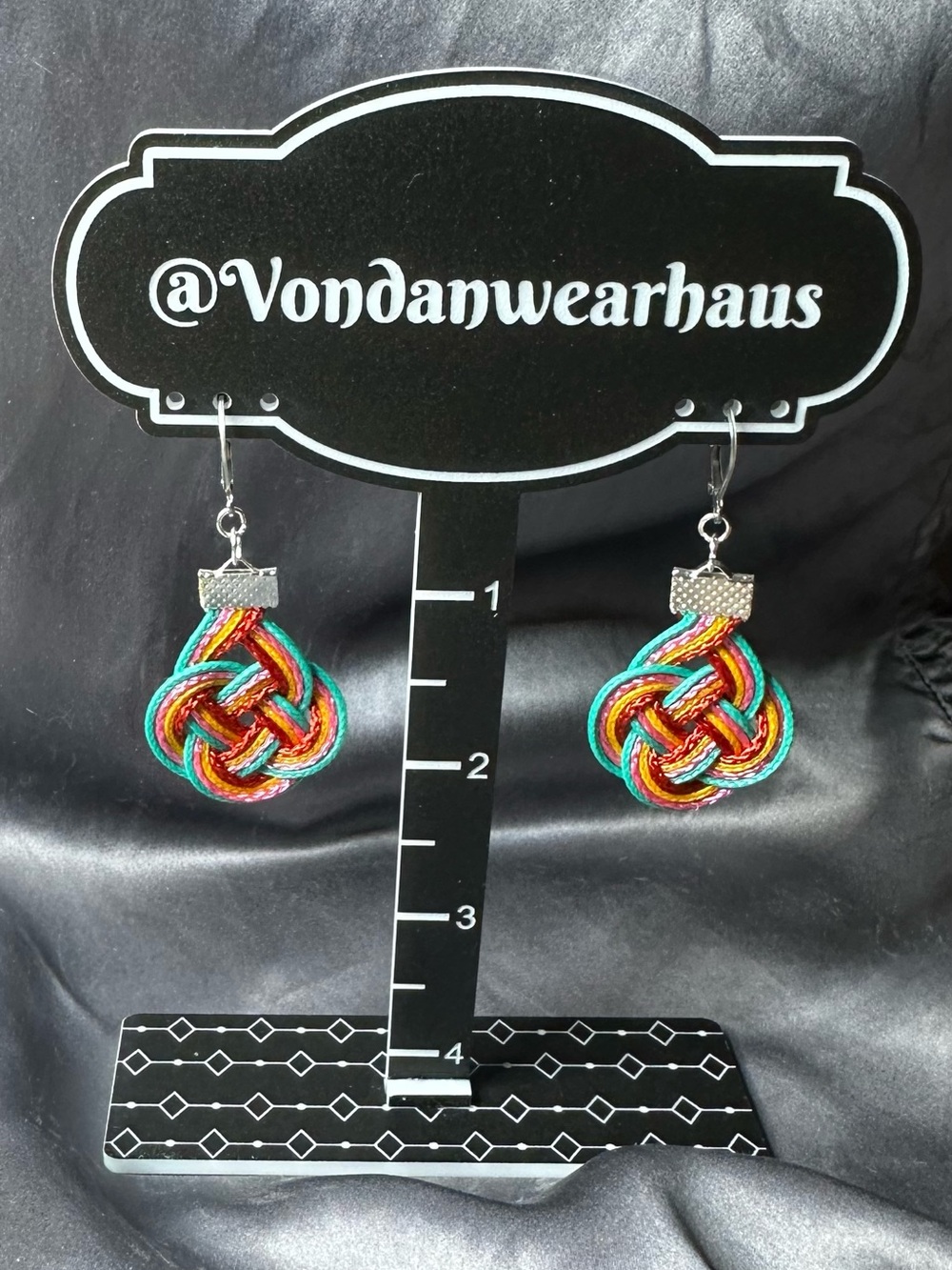 Handcrafted Thread Earrings - “Summer Sherbet” Colors - Picture 2 of 2